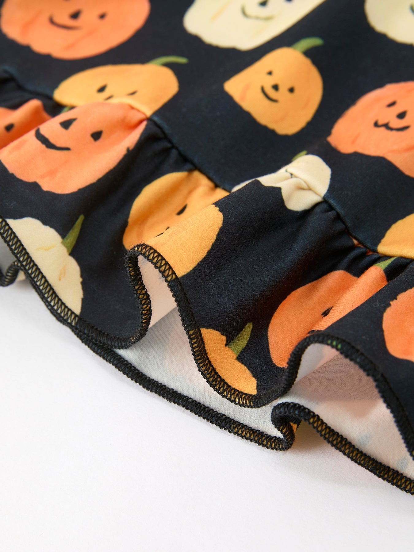 Halloween Pumpkin Print Square Neck Girls Dress