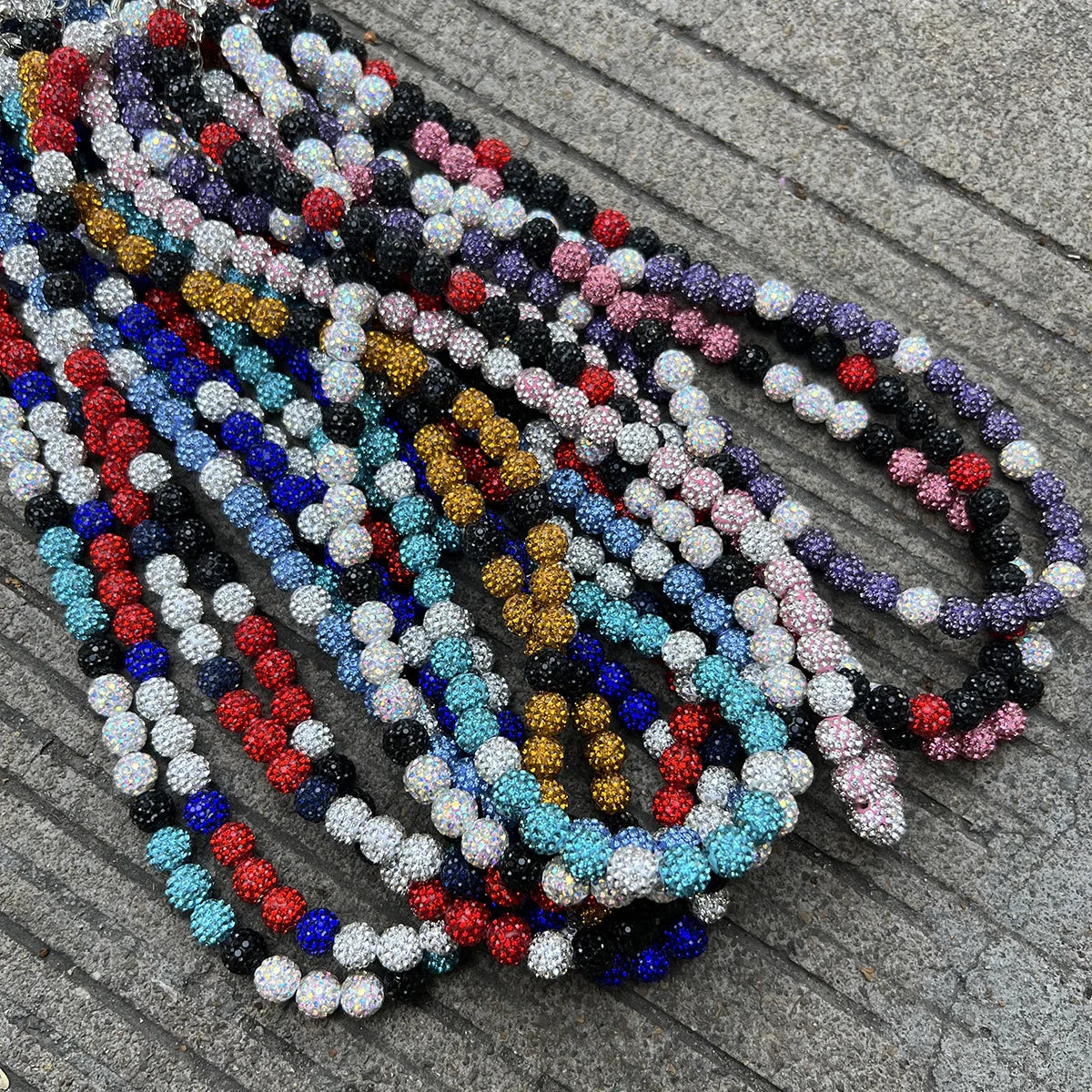 Baseball ice necklace 20 in. Glitter Rhinestone Beaded Necklace