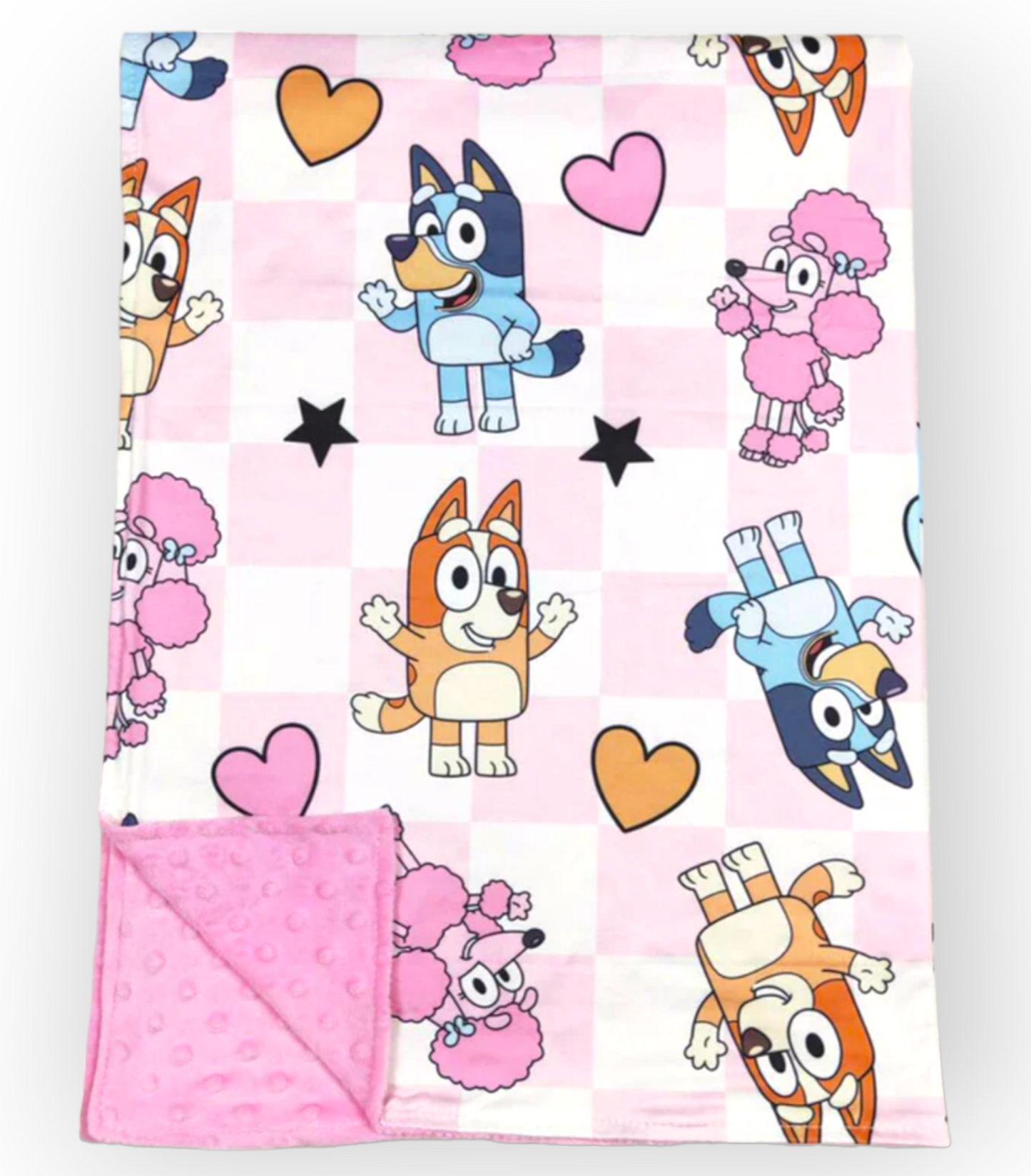 Bingo & Bluey heart blanket