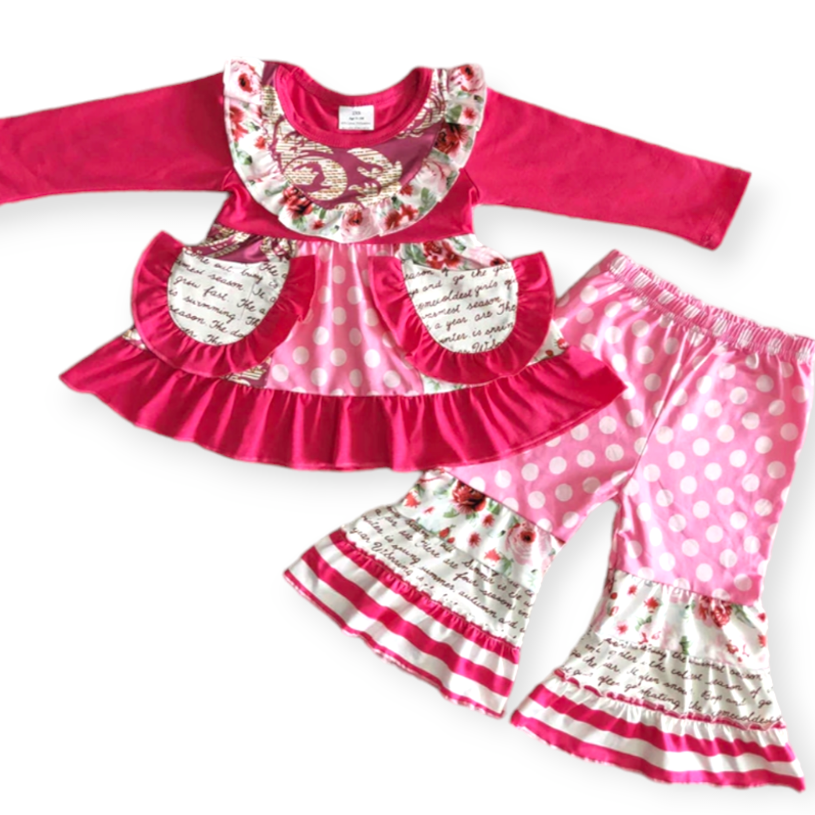 Pink and red sweetheart pant set Wild Child Children s Boutique