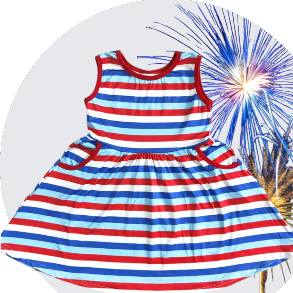 red, white and blue dress
