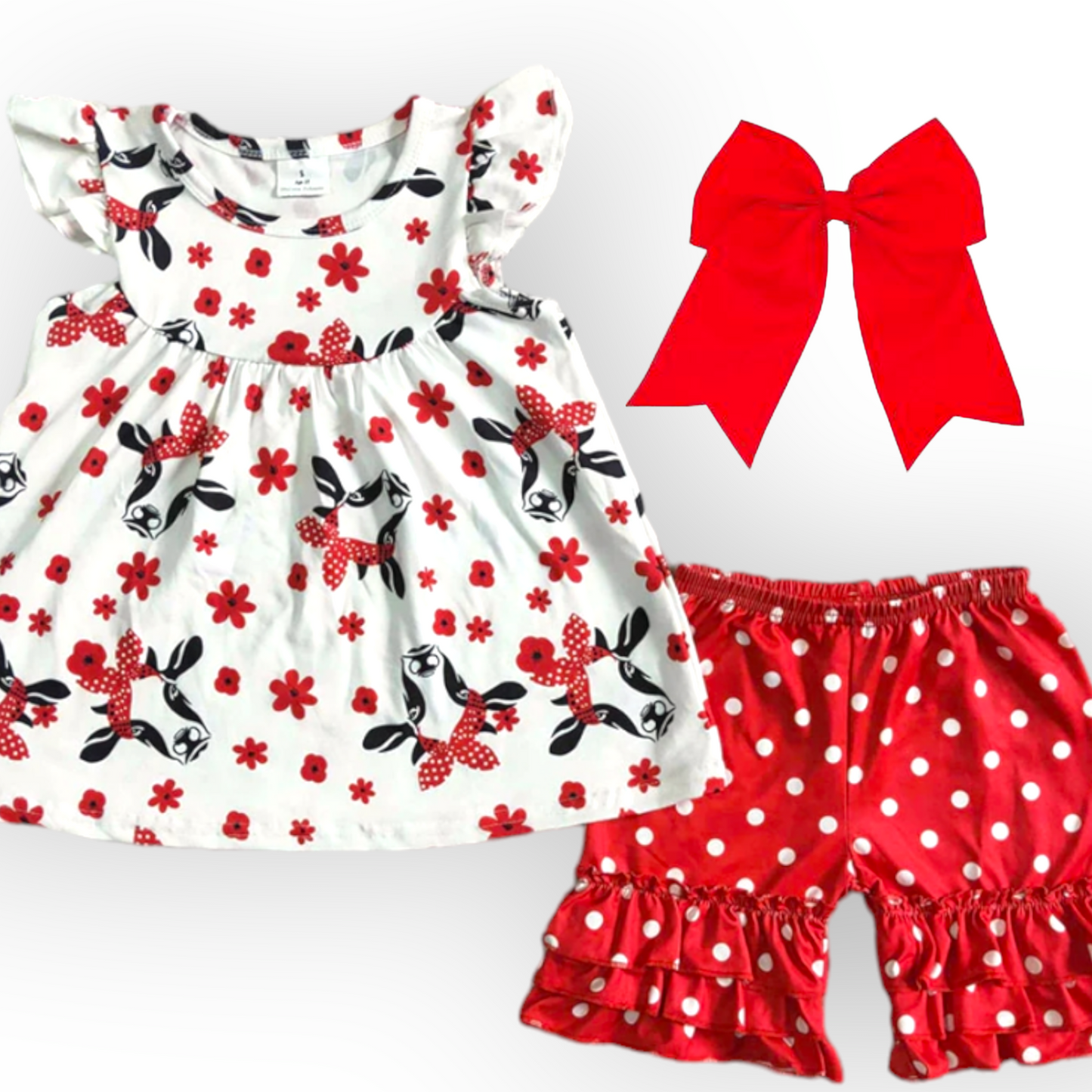 cow polka dot set