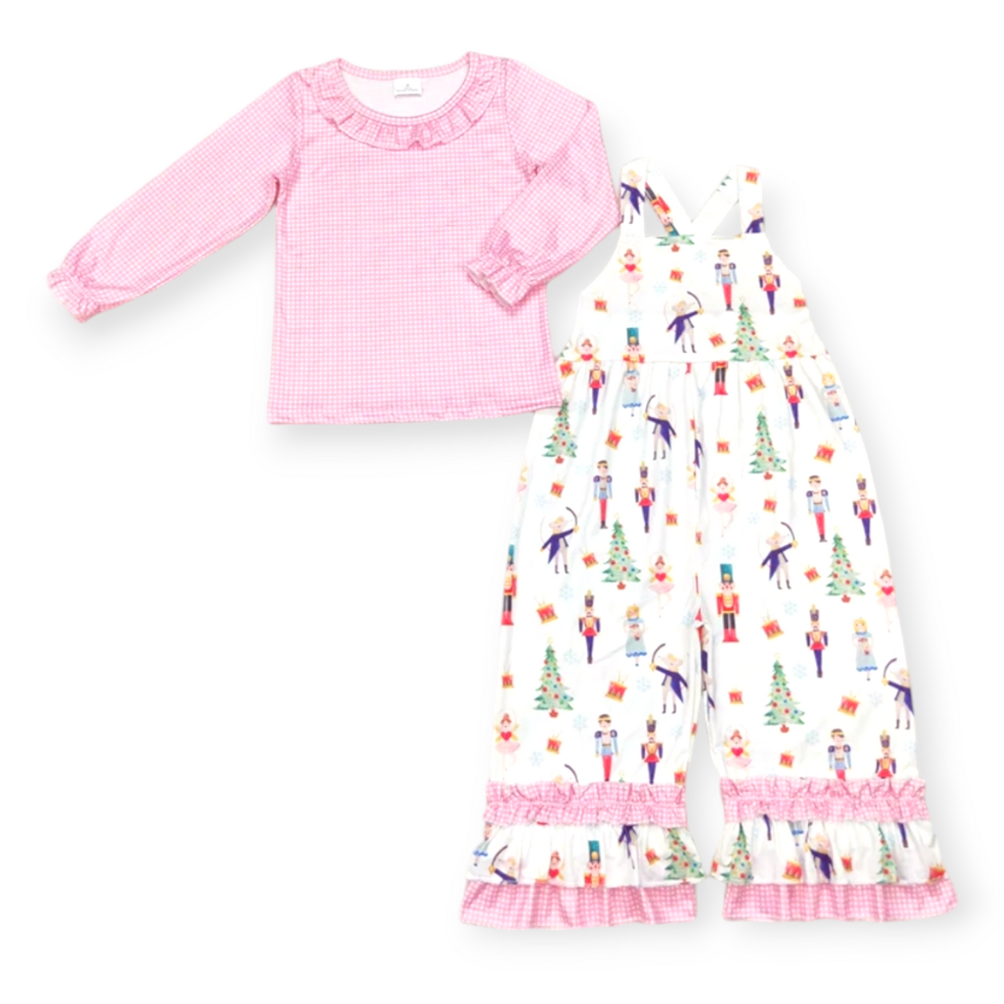 nutcracker overalls romper & layering shirt