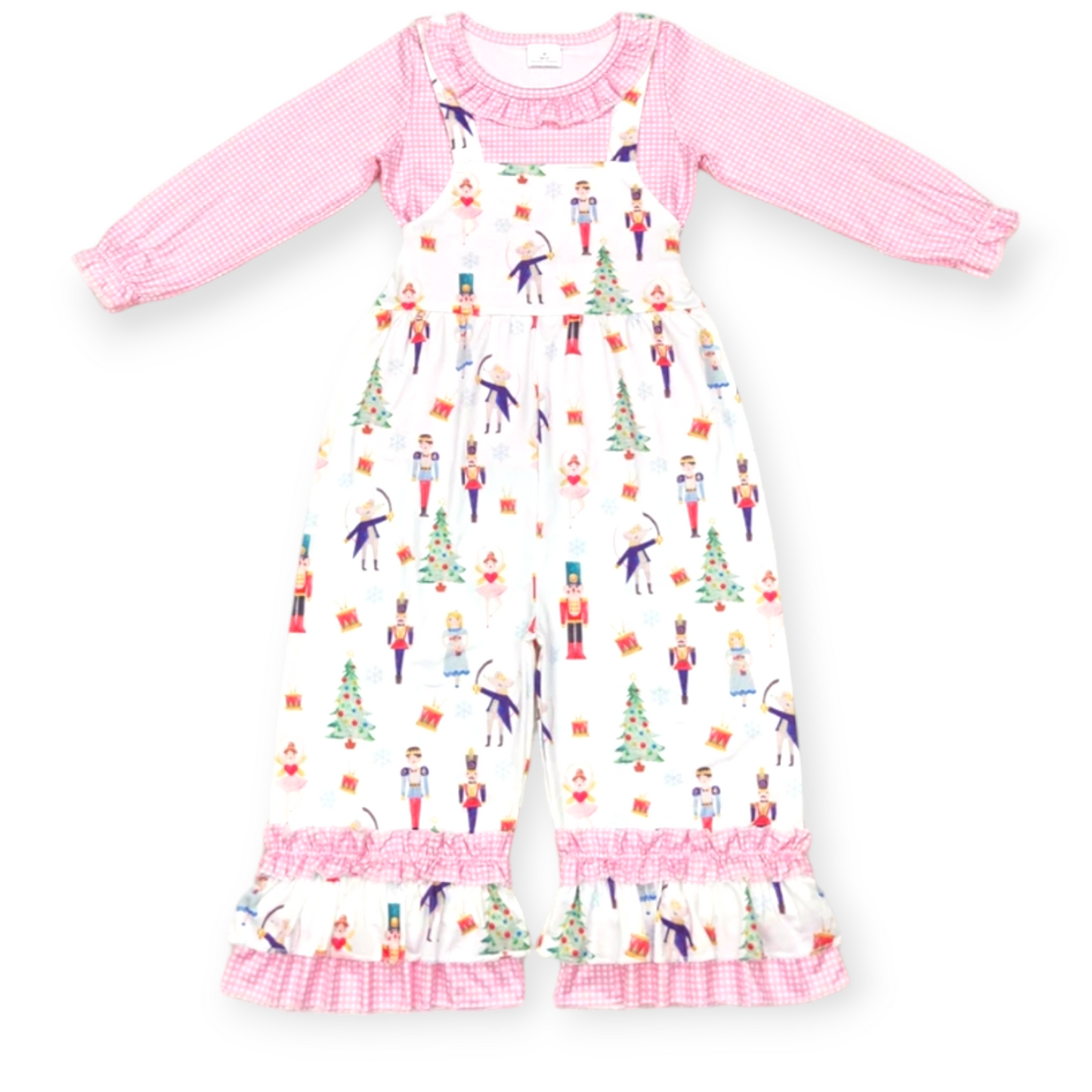 nutcracker overalls romper & layering shirt