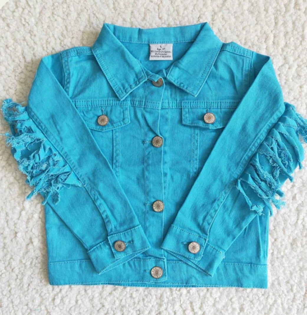 jean jacket FUN COLORS with fringe