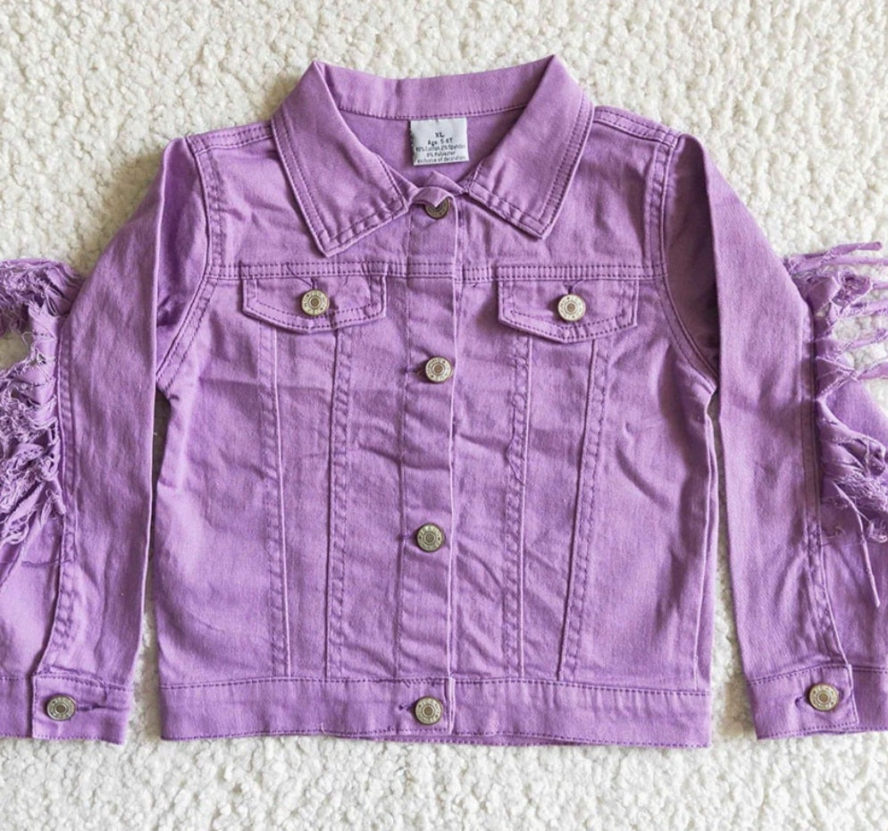 jean jacket FUN COLORS with fringe