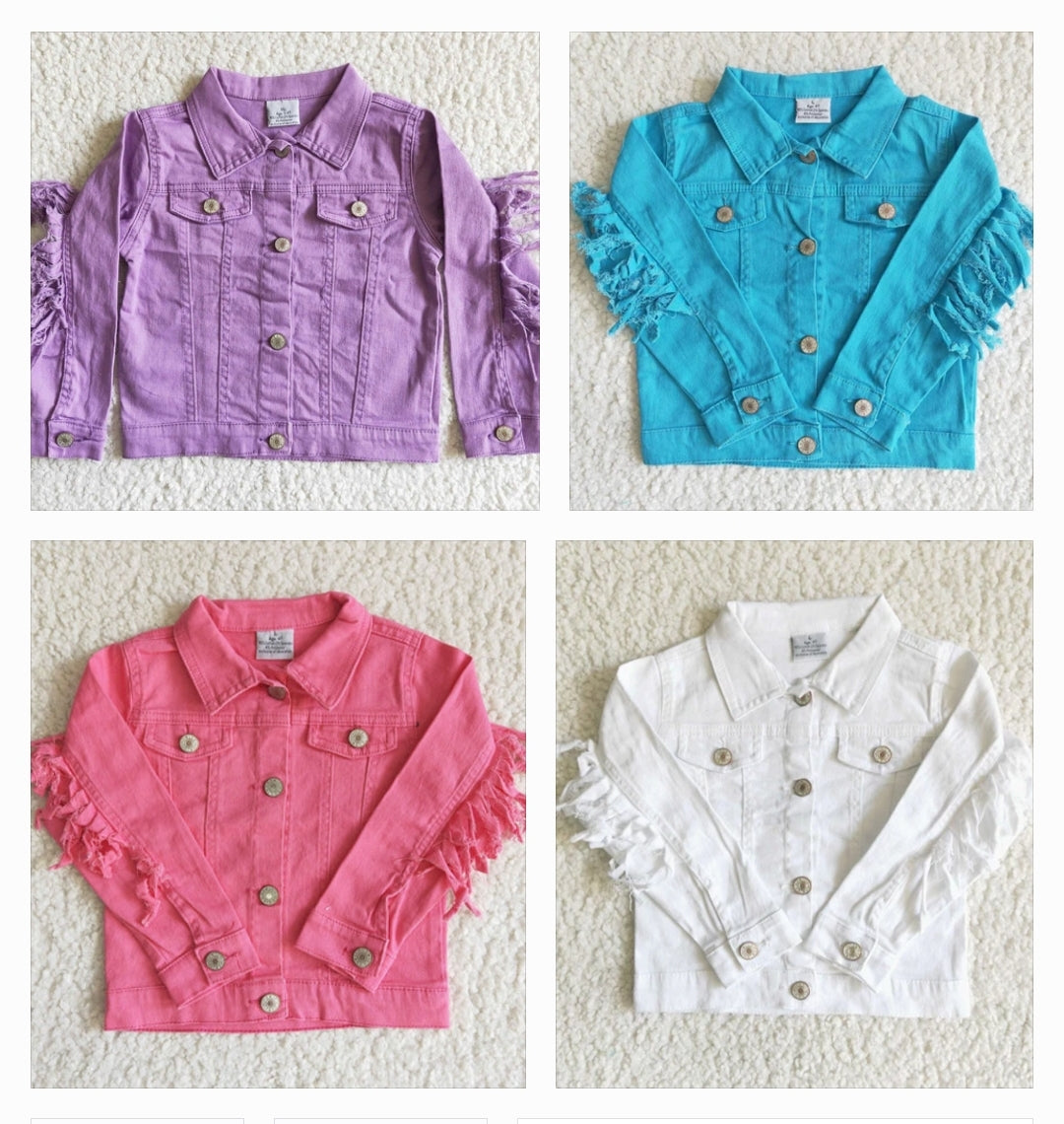 jean jacket FUN COLORS with fringe