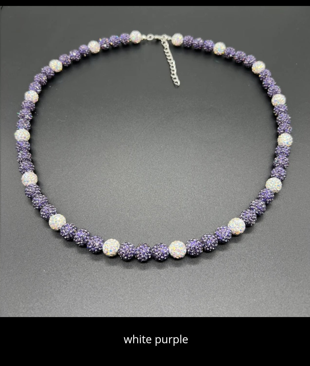 Baseball ice necklace 20 in. Glitter Rhinestone Beaded Necklace