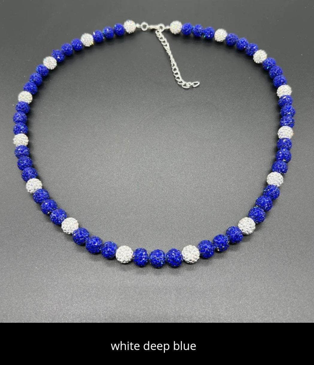 Baseball ice necklace 20 in. Glitter Rhinestone Beaded Necklace