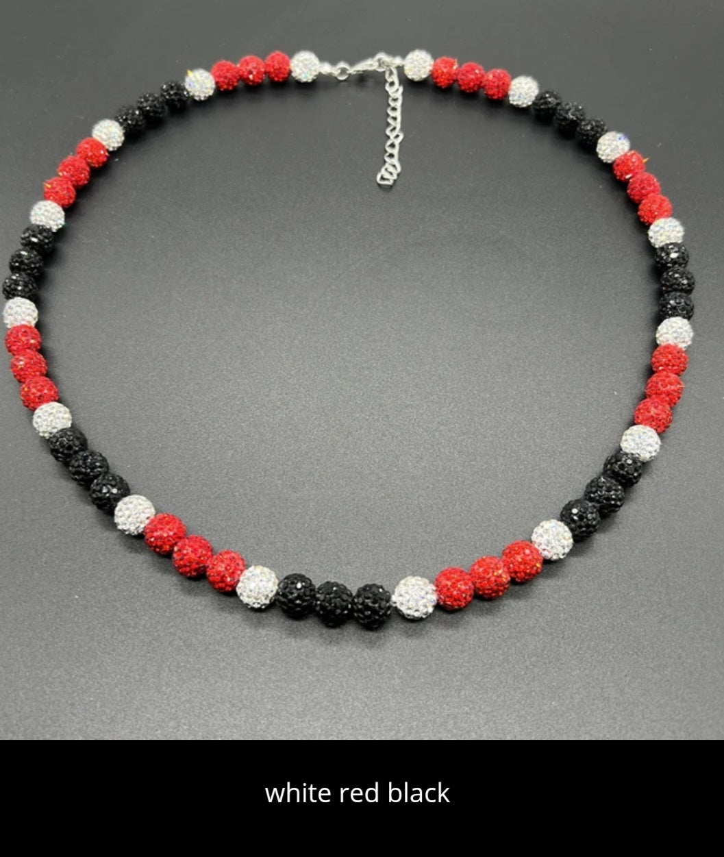 Baseball ice necklace 20 in. Glitter Rhinestone Beaded Necklace
