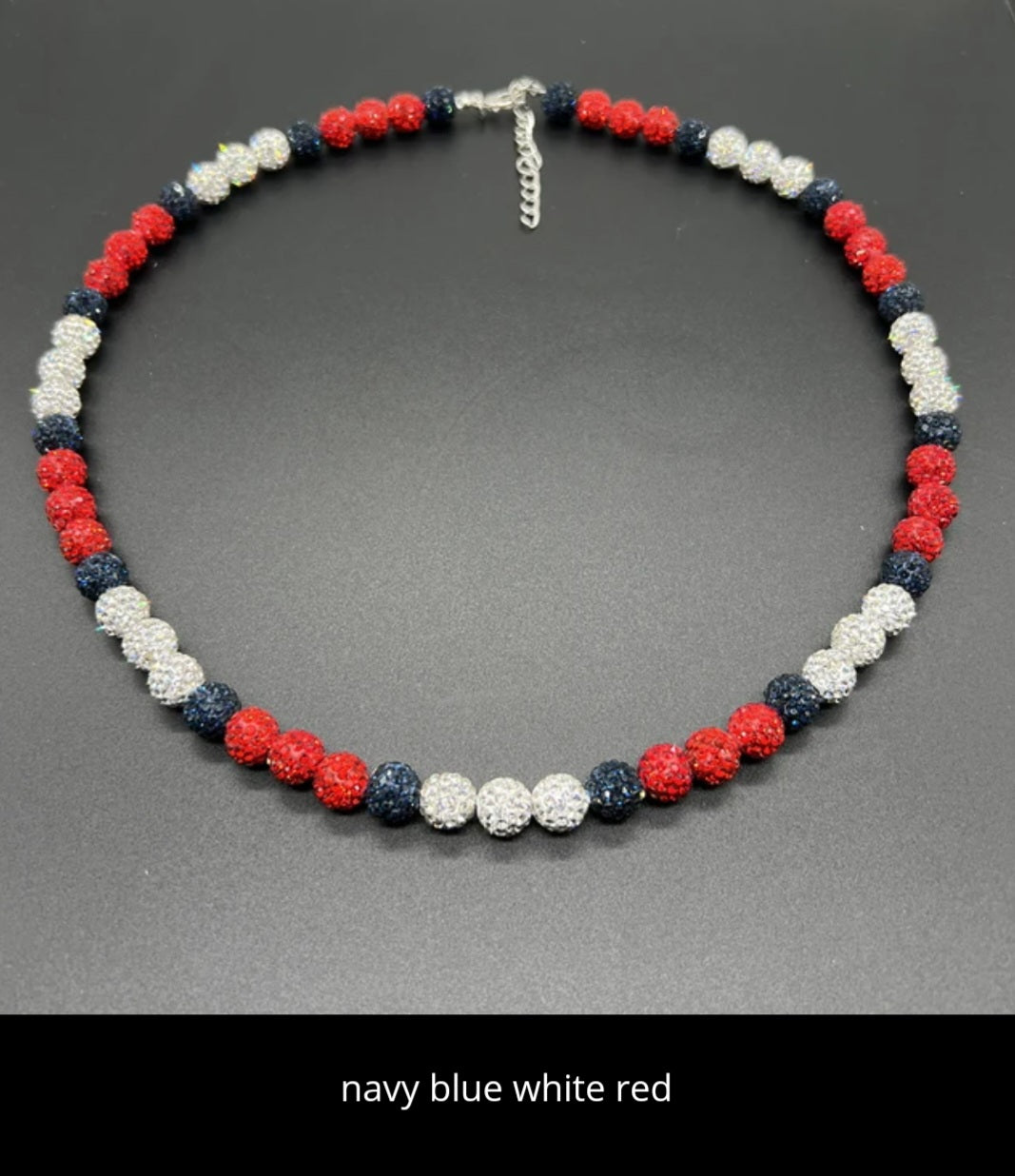 Baseball ice necklace 20 in. Glitter Rhinestone Beaded Necklace