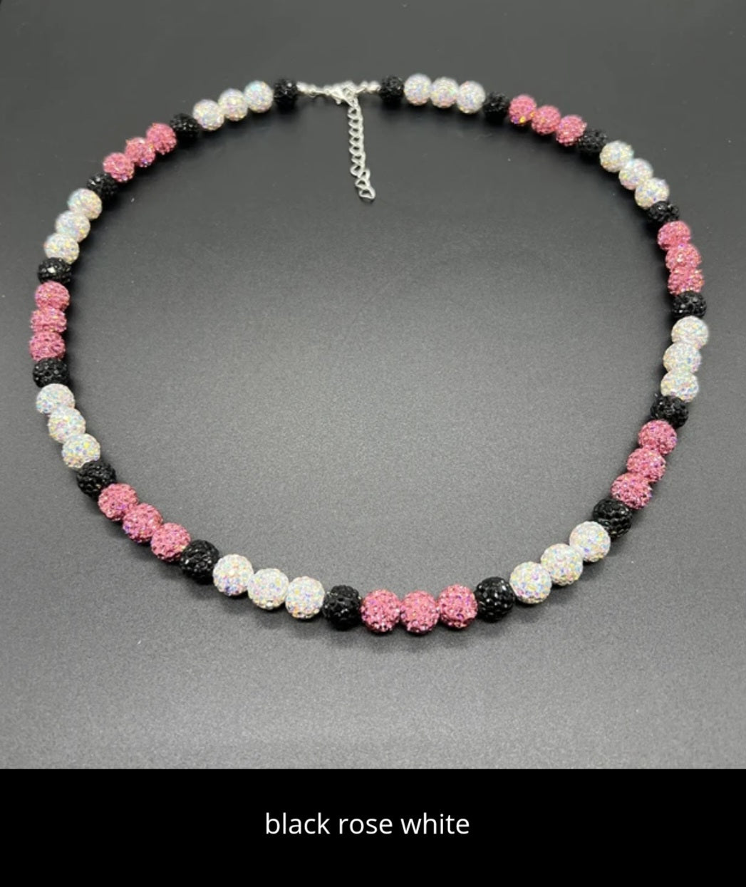 Baseball ice necklace 20 in. Glitter Rhinestone Beaded Necklace