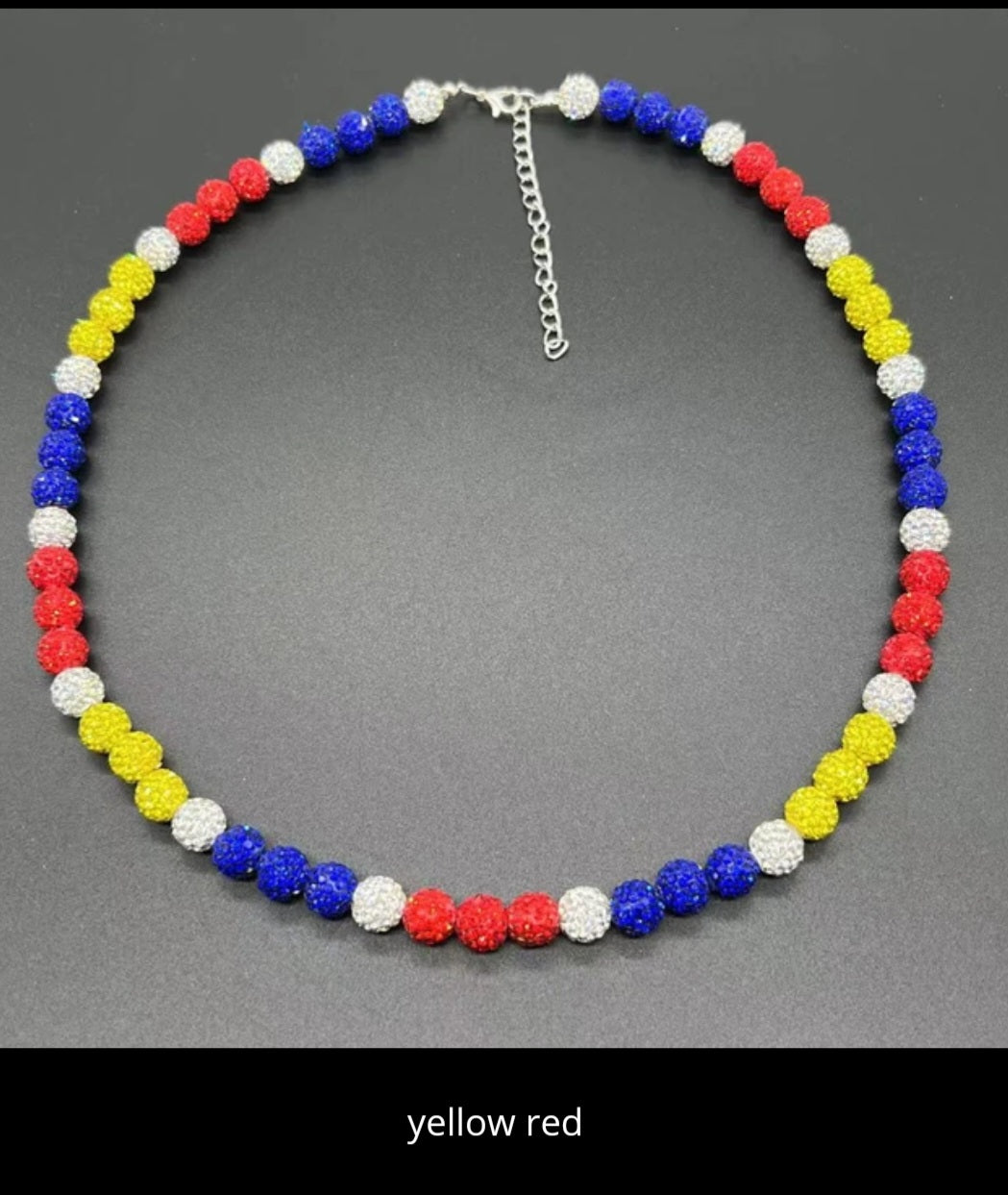 Baseball ice necklace 20 in. Glitter Rhinestone Beaded Necklace
