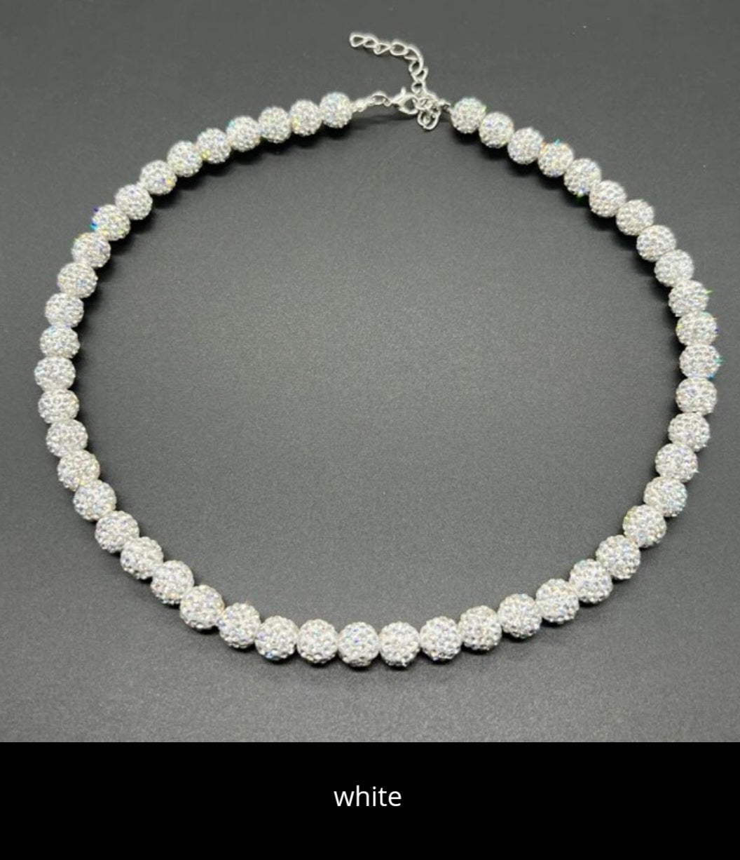 Baseball ice necklace 20 in. Glitter Rhinestone Beaded Necklace