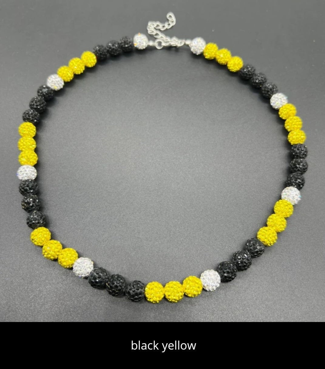 Baseball ice necklace 20 in. Glitter Rhinestone Beaded Necklace