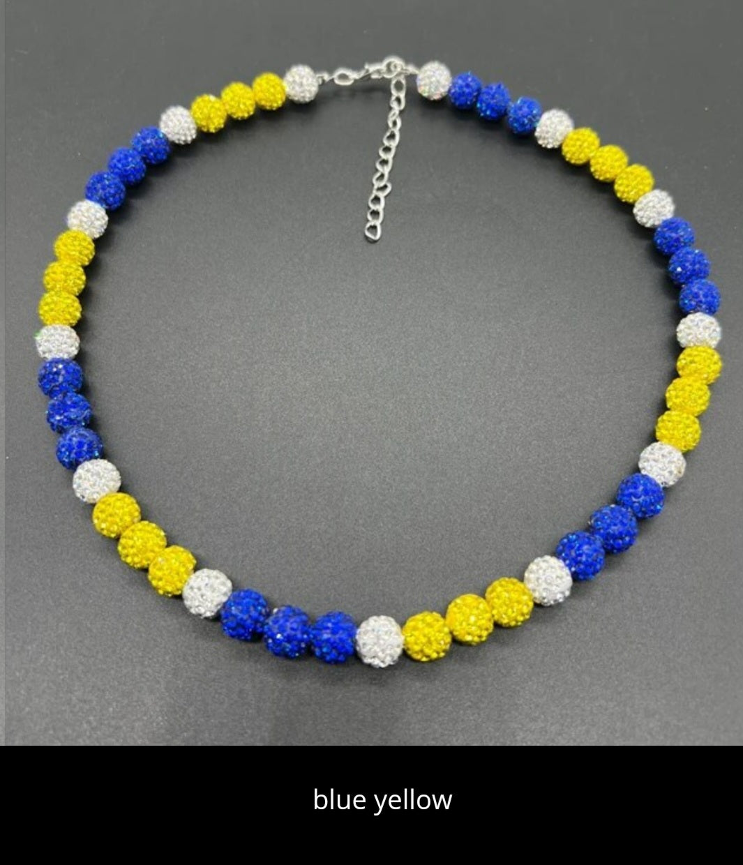 Baseball ice necklace 20 in. Glitter Rhinestone Beaded Necklace
