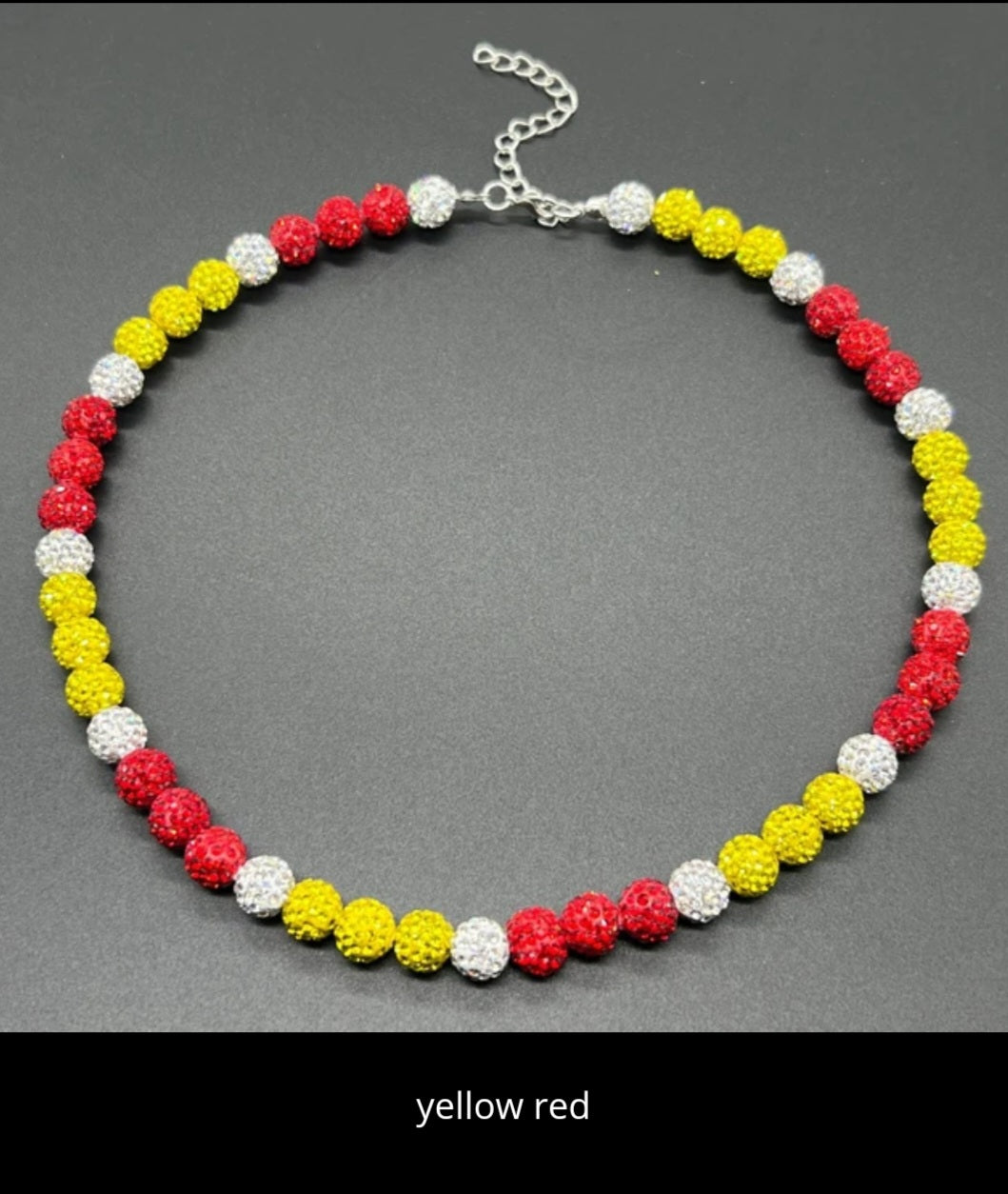 Baseball ice necklace 20 in. Glitter Rhinestone Beaded Necklace
