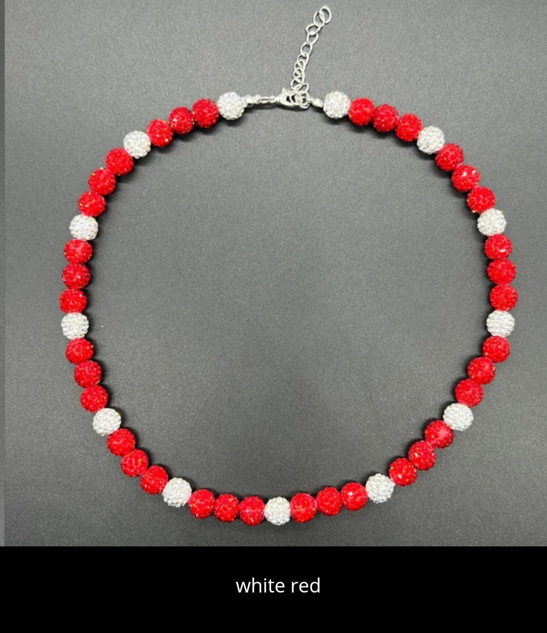 Baseball ice necklace 20 in. Glitter Rhinestone Beaded Necklace