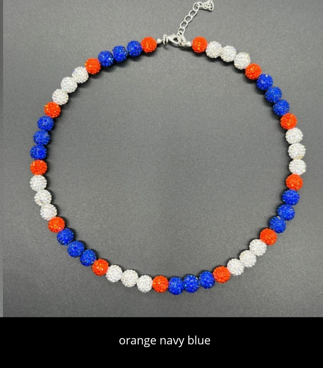 Baseball ice necklace 20 in. Glitter Rhinestone Beaded Necklace