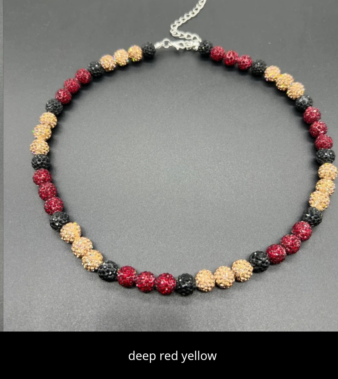 Baseball ice necklace 20 in. Glitter Rhinestone Beaded Necklace
