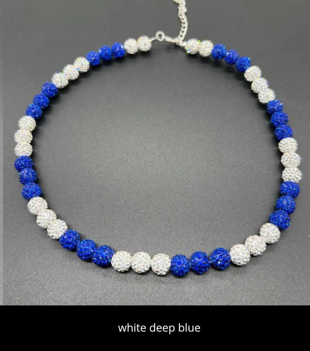 Baseball ice necklace 20 in. Glitter Rhinestone Beaded Necklace