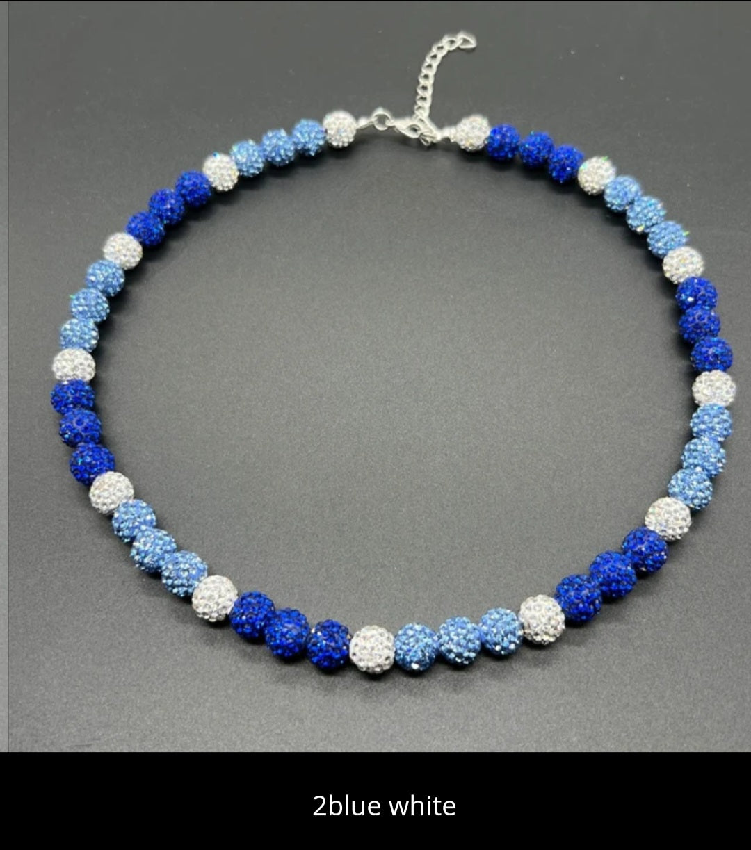 Baseball ice necklace 20 in. Glitter Rhinestone Beaded Necklace