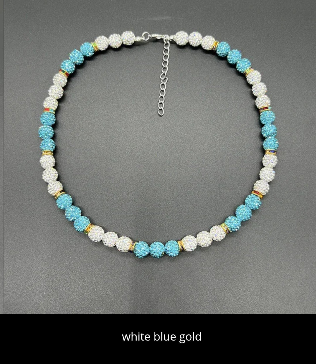 Baseball ice necklace 20 in. Glitter Rhinestone Beaded Necklace