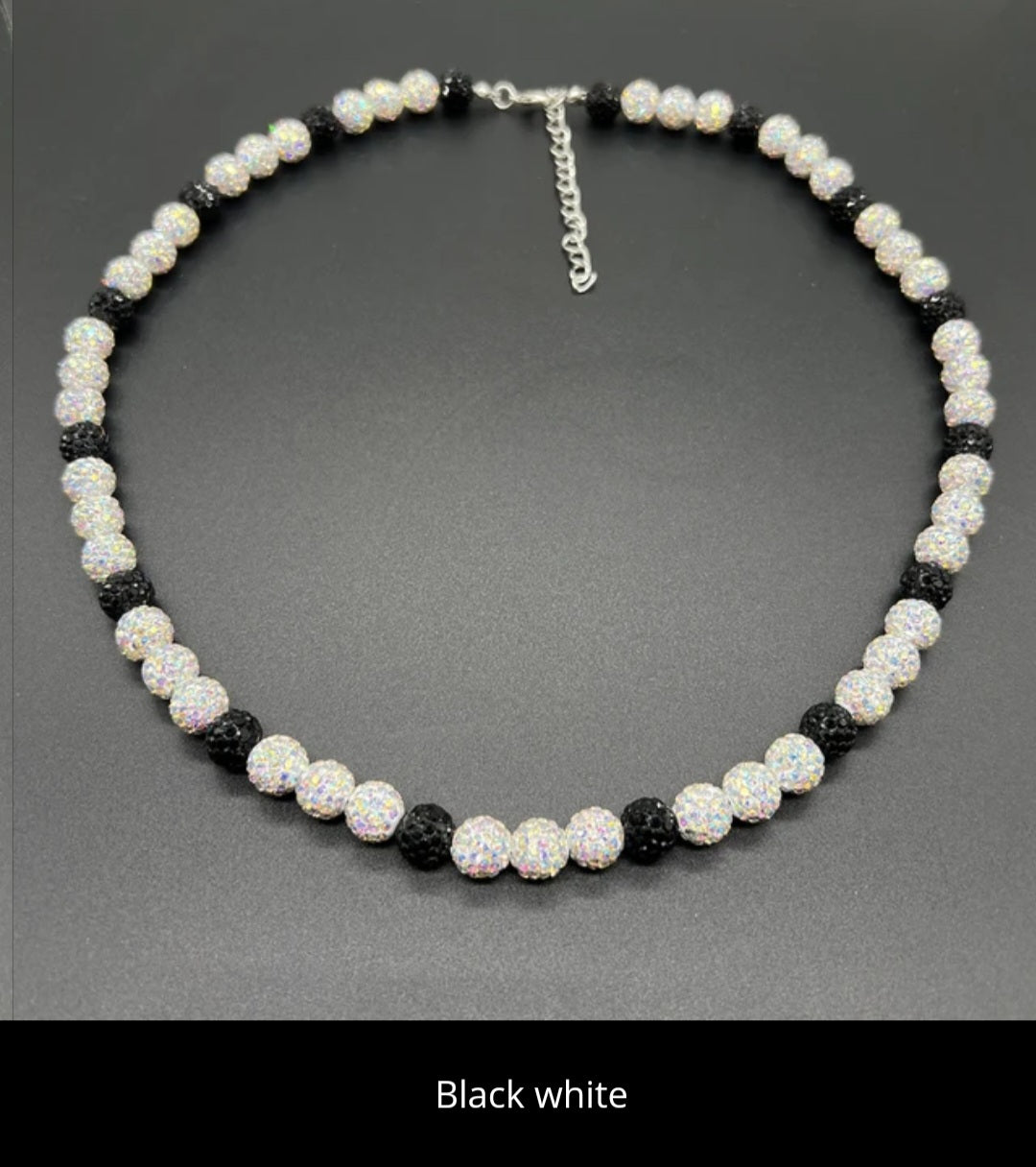 Baseball ice necklace 20 in. Glitter Rhinestone Beaded Necklace