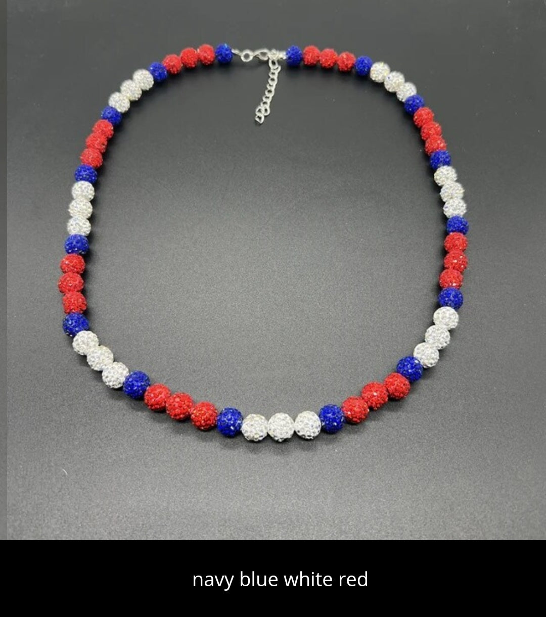 Baseball ice necklace 20 in. Glitter Rhinestone Beaded Necklace