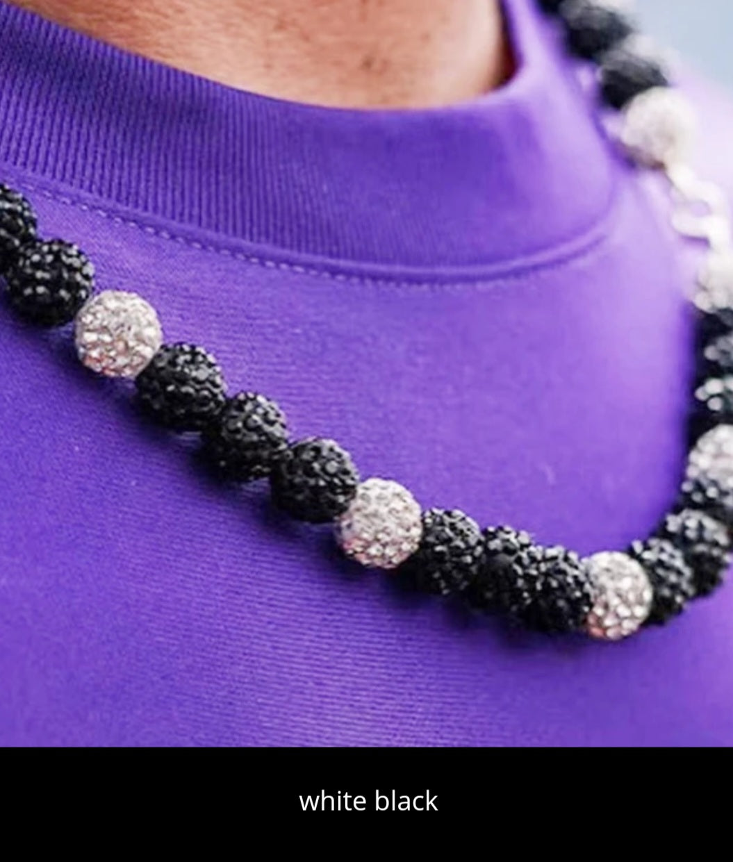 Baseball ice necklace 20 in. Glitter Rhinestone Beaded Necklace