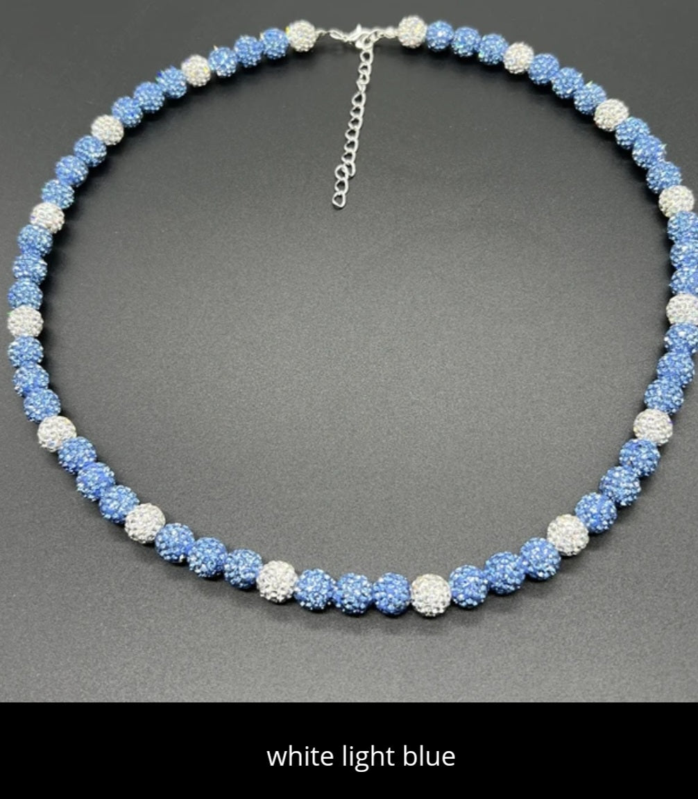 Baseball ice necklace 20 in. Glitter Rhinestone Beaded Necklace
