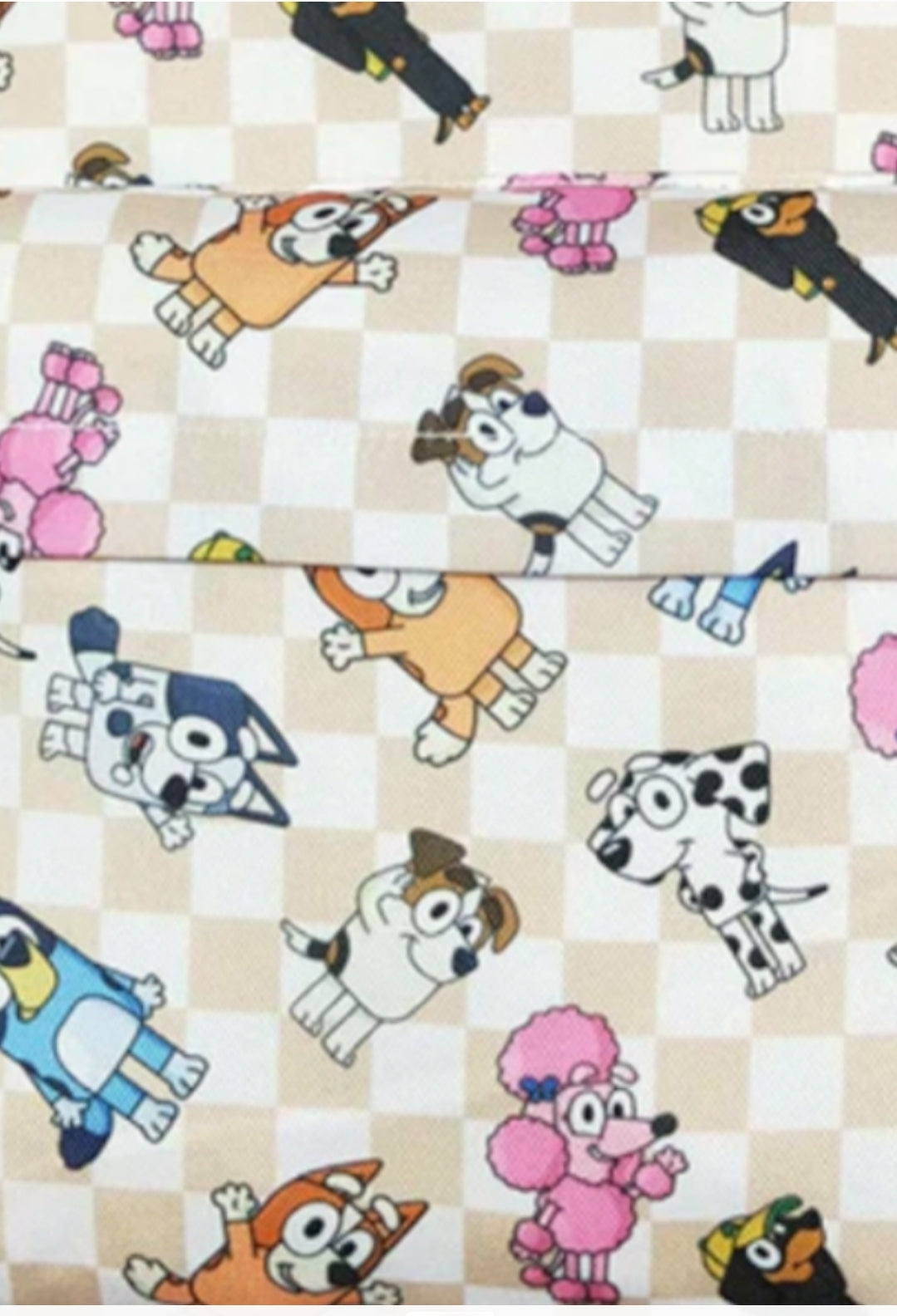 Bluey on neutral checkers bookbag