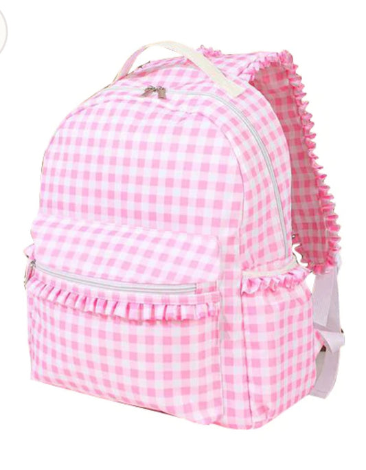 Checkered bookbag in pink or blue