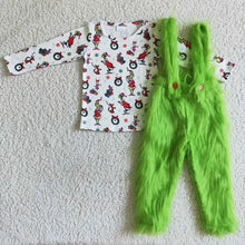 furry Christmas suspender pant set