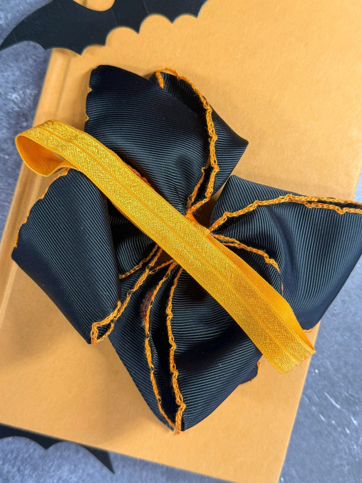 Jack-o-Lantern Embroidered Moonstitch Hair Bow | Clip or Headband