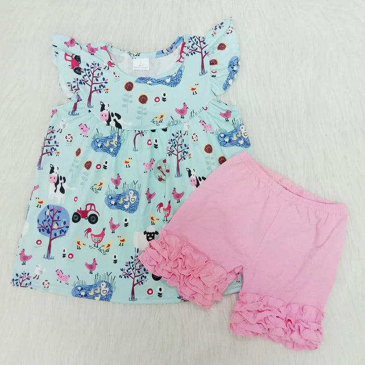 pastel farm short set