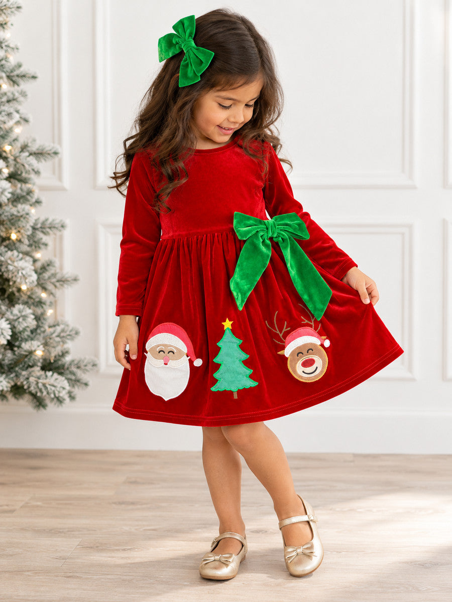 Red Velvet Christmas Girls Dress