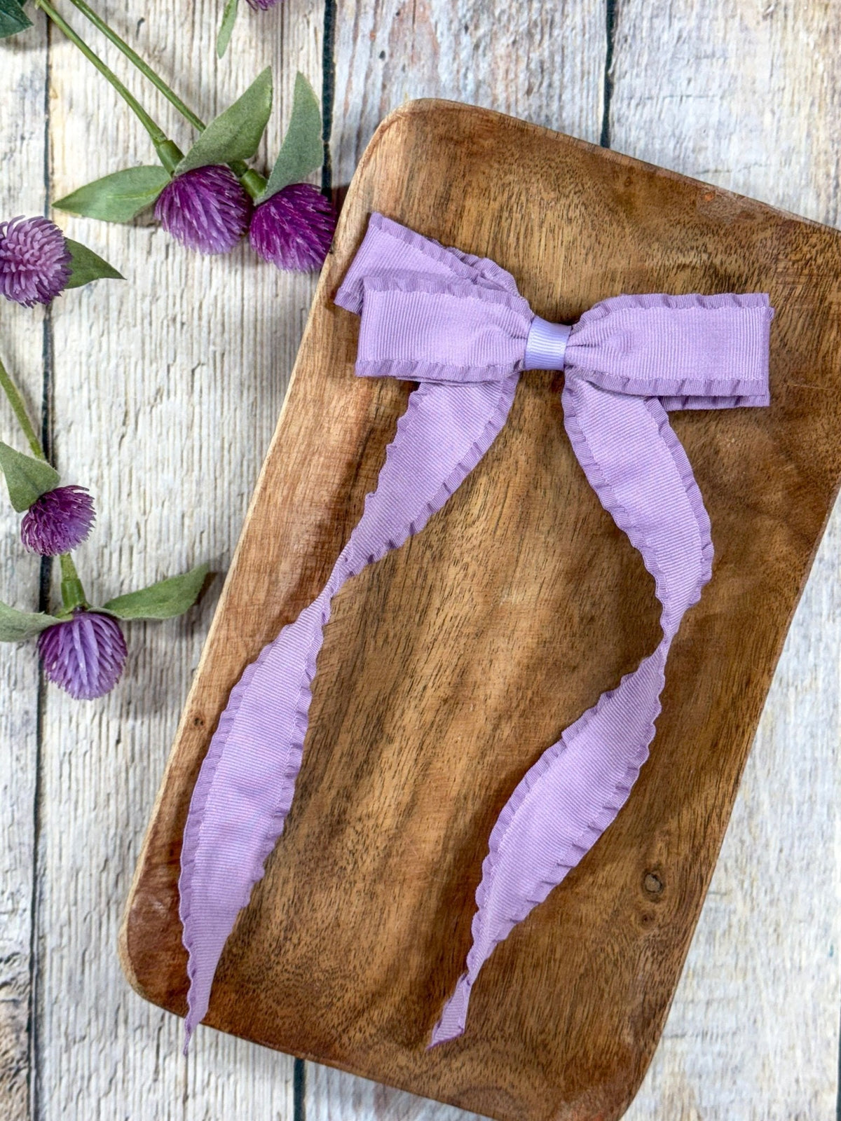 Ruffle Edge Ribbon Hair Bow | Alligator Clip