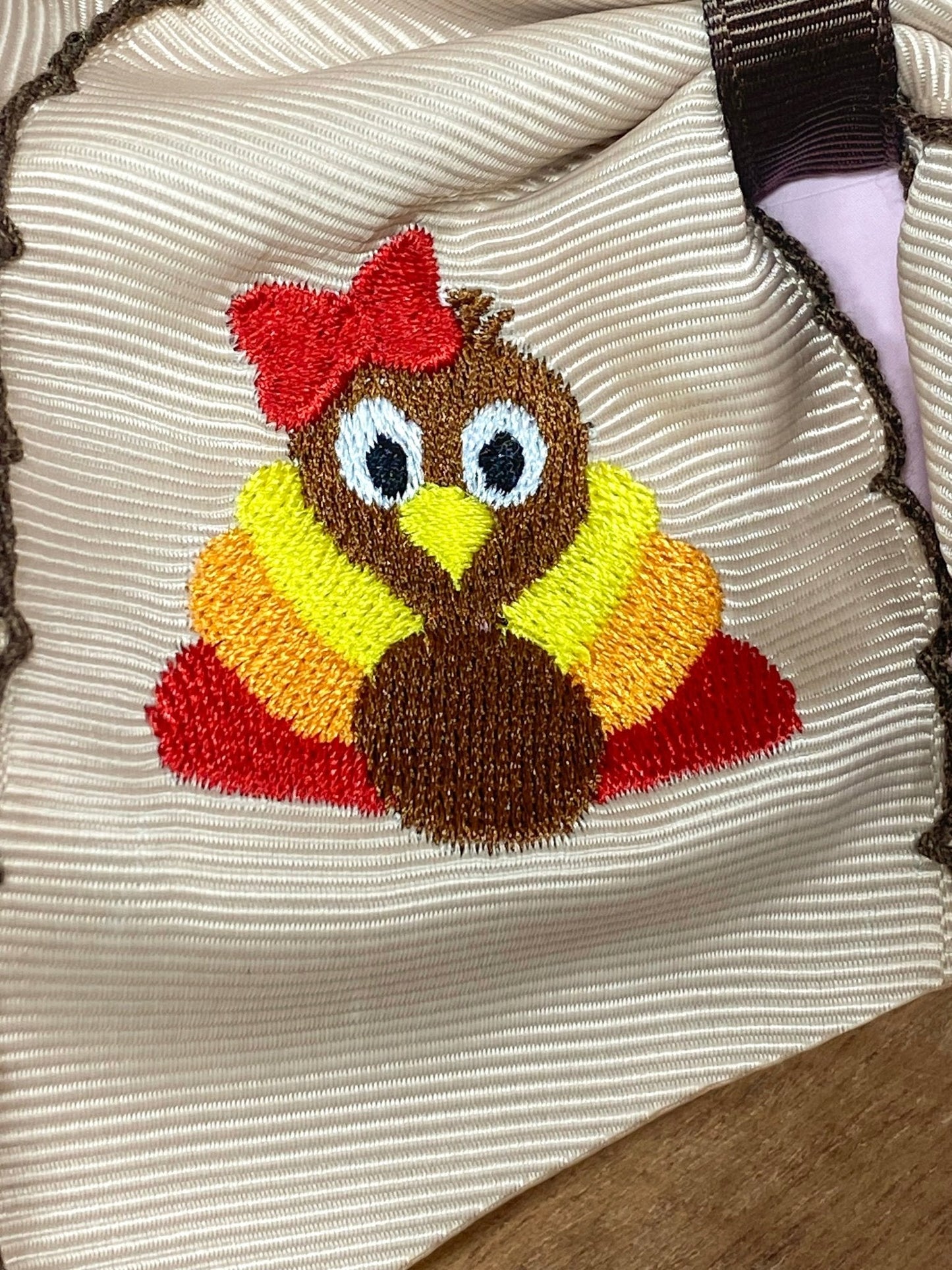Turkey Embroidered Moonstitch Hair Bow | Clip or Headband