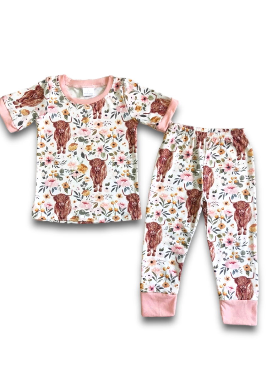 highland cow pajama pant set