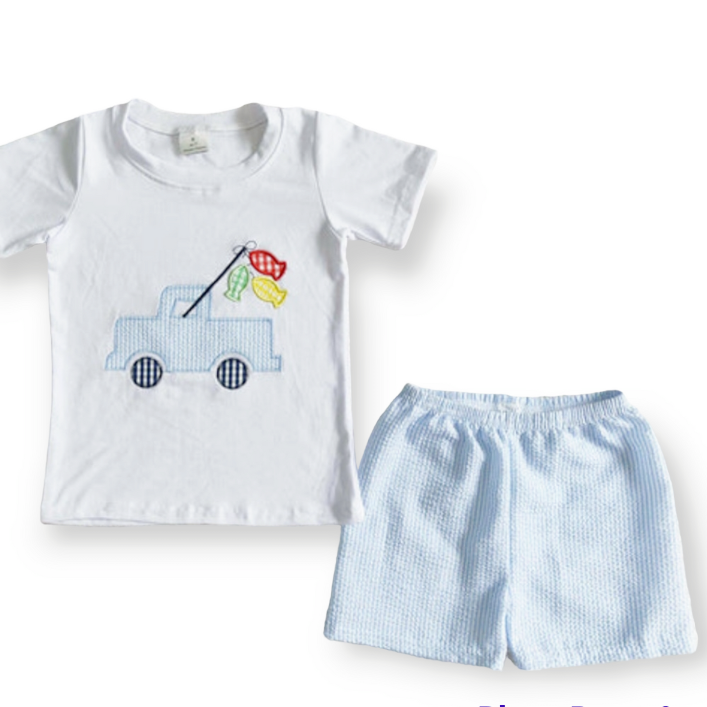 Fishing short set embroidered