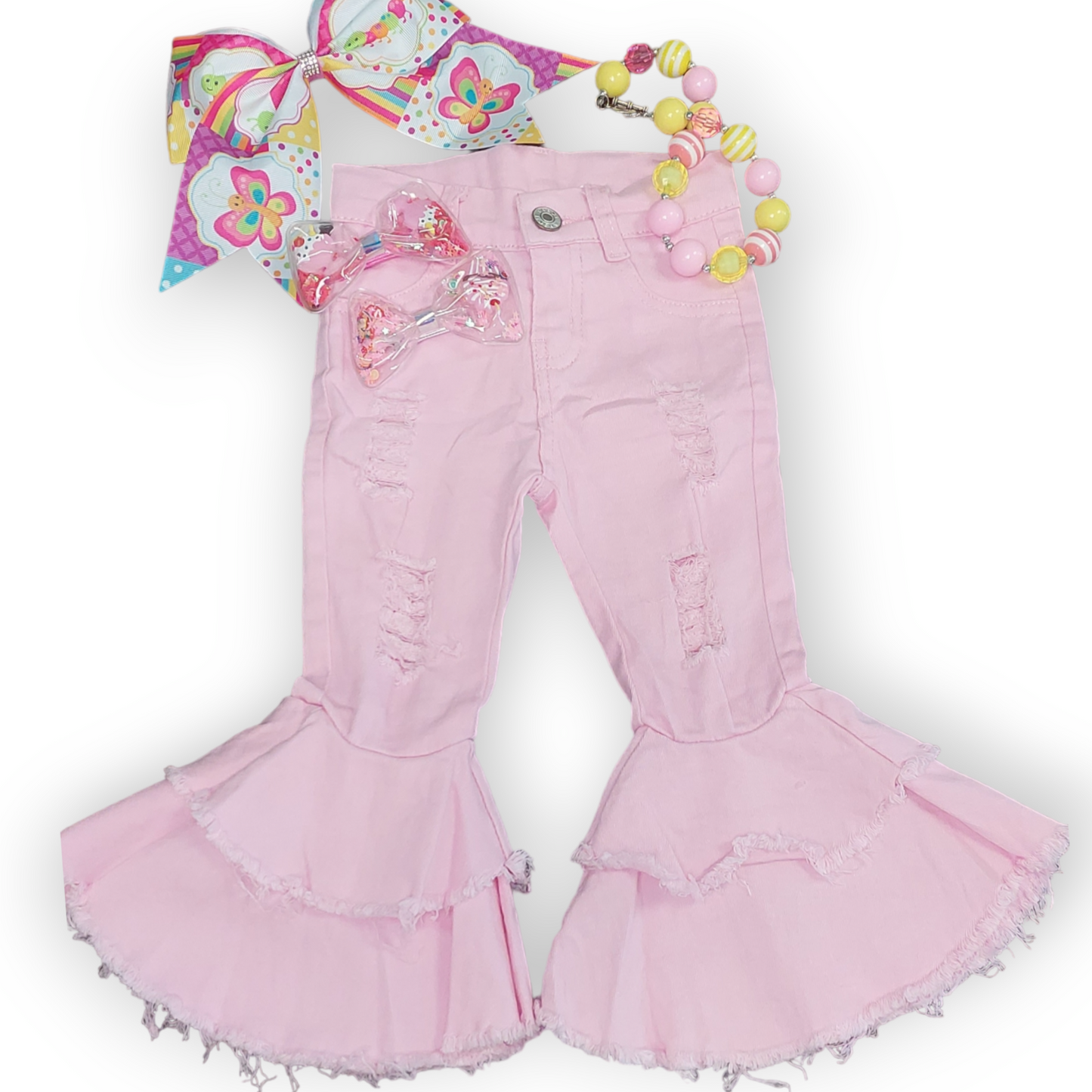 Pink denim bells