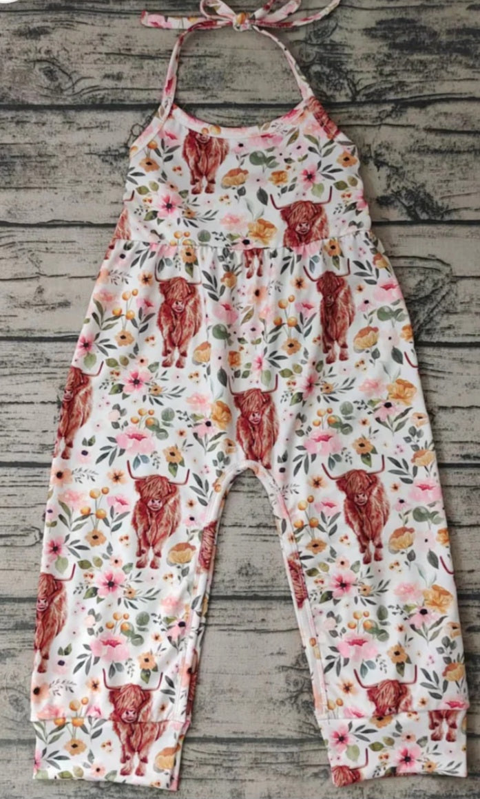 highland cow halter romper