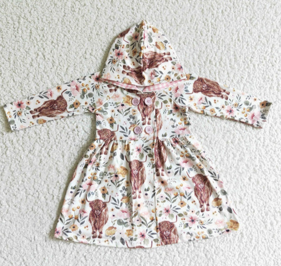 highland cow hooded dress
