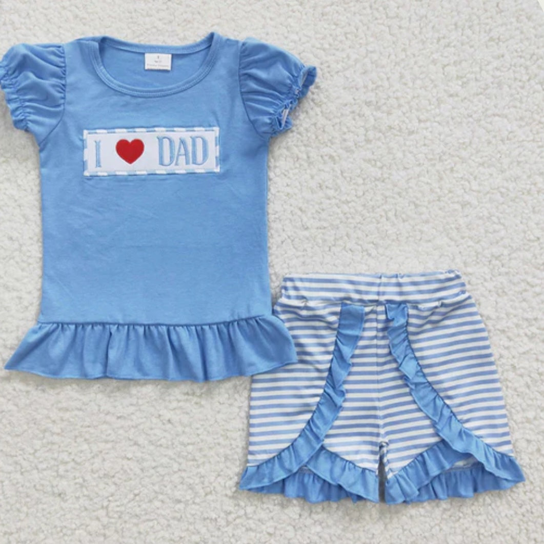 I ♡ dad cotton girls shorts