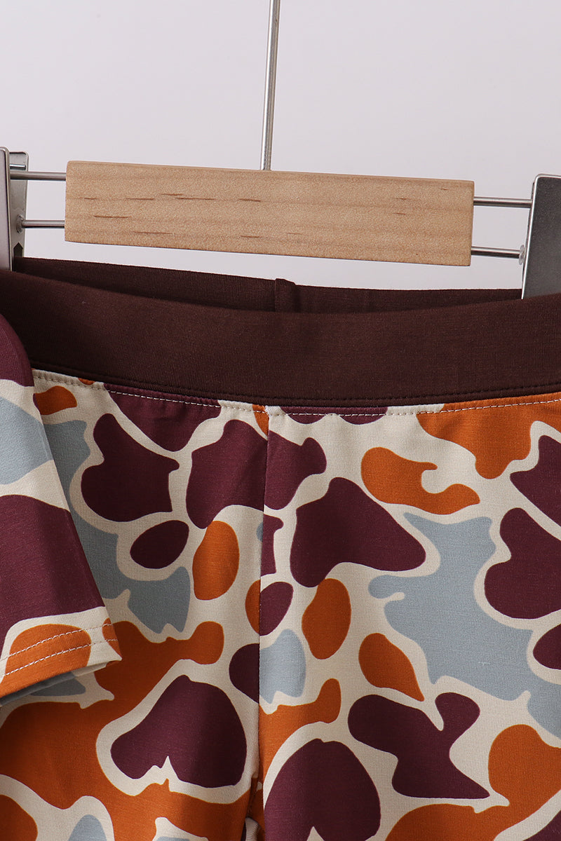 Camouflage print bamboo pajama set