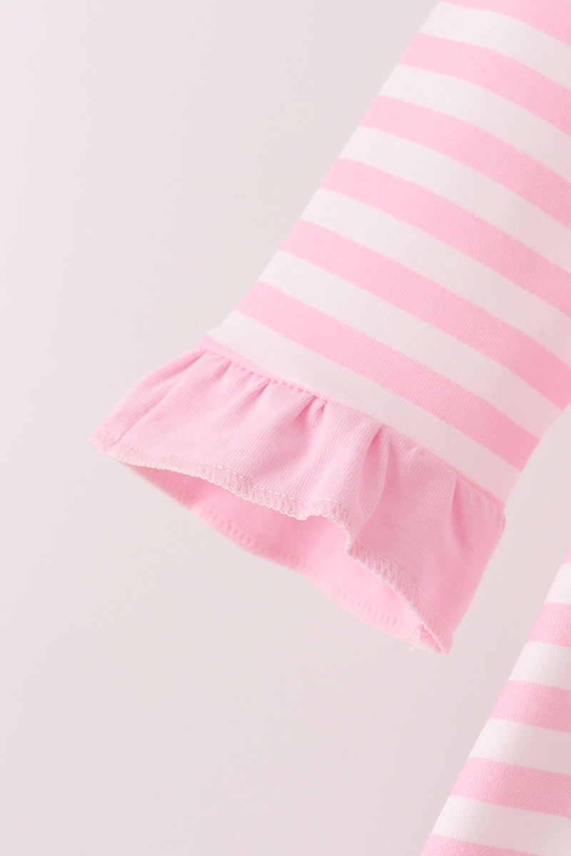 Pink football sequin stripe bloomer set