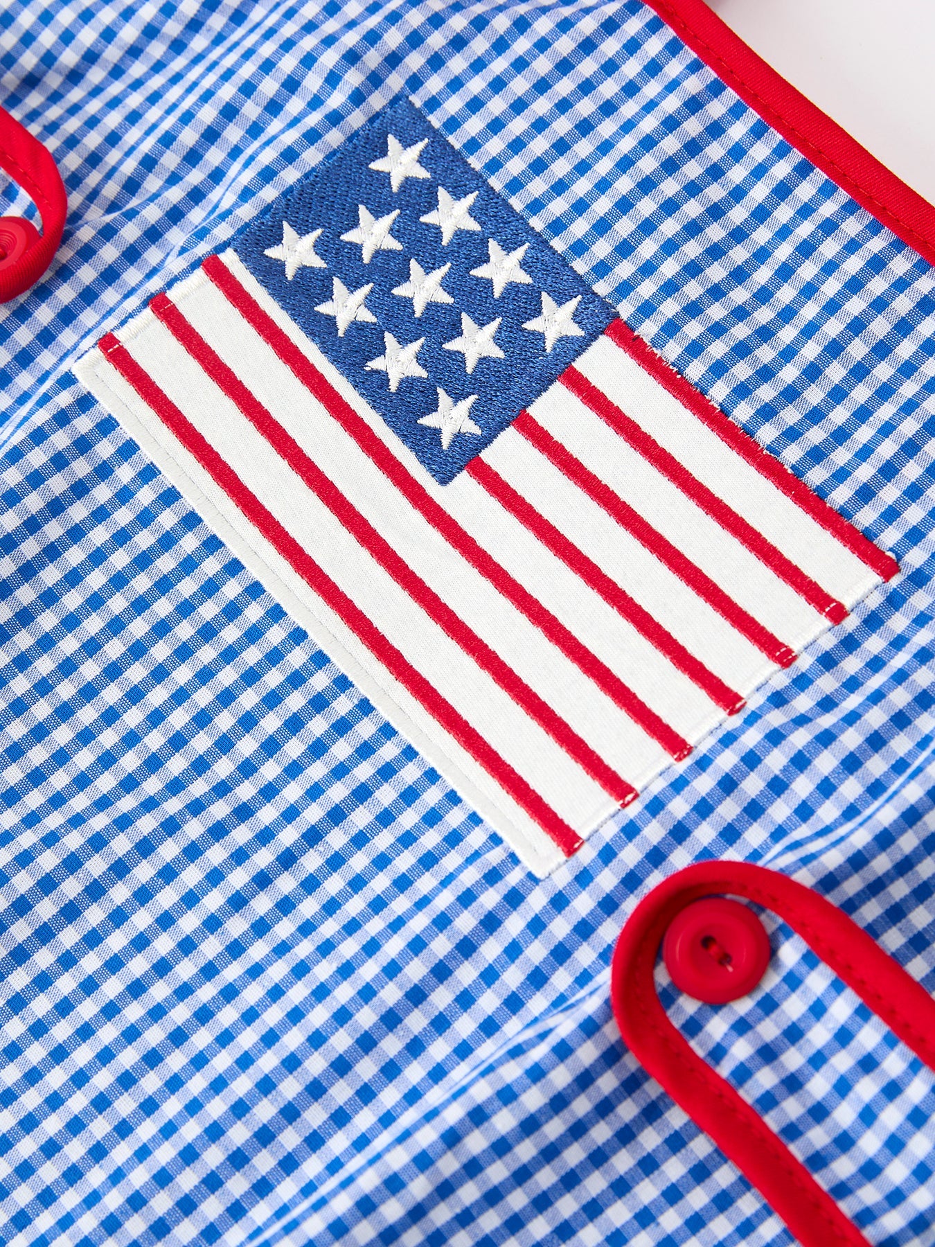 4th of July Flag Chenille Baby Girl Romper Plaid