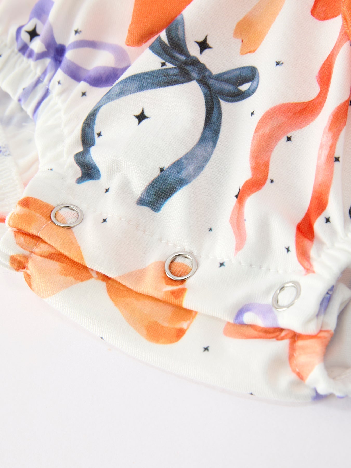 Halloween Bow Print Girls Romper Ruffle Bow Long Sleeve