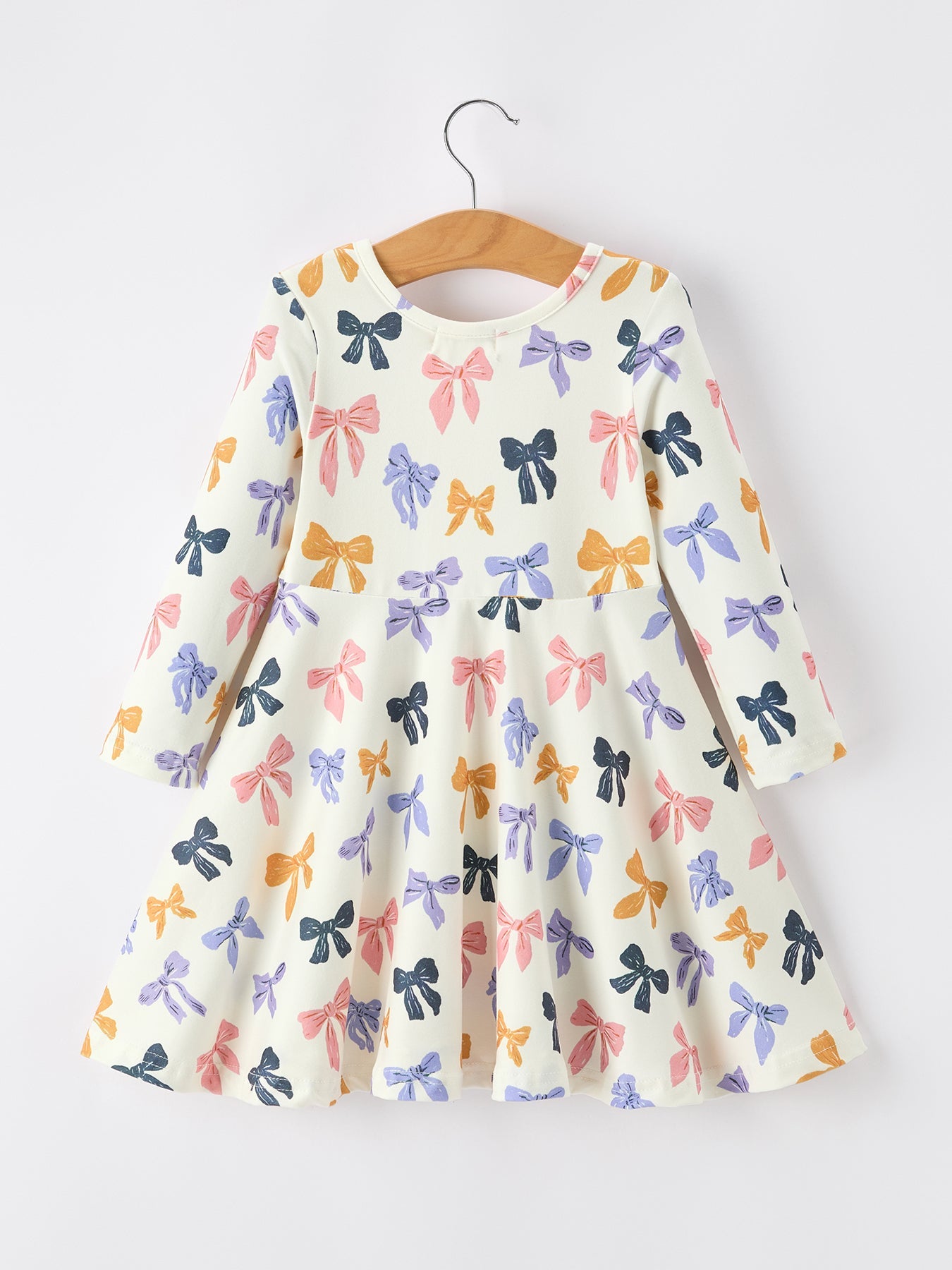 Halloween Bow Girls Dress Long Sleeve Twirl Dress